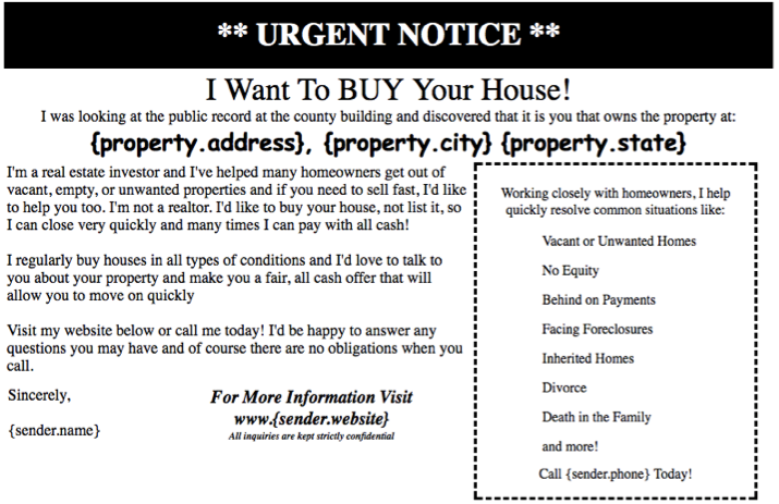 Marketing for pre-foreclosure real estate