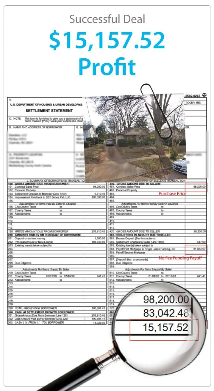 Successful Deal $15,157 Profit